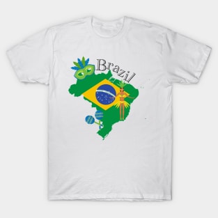 Map and Flag of Brazil T-Shirt